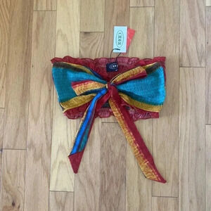 NWT Cider Multicolor Tie Front Rouched Cropped Tube Top